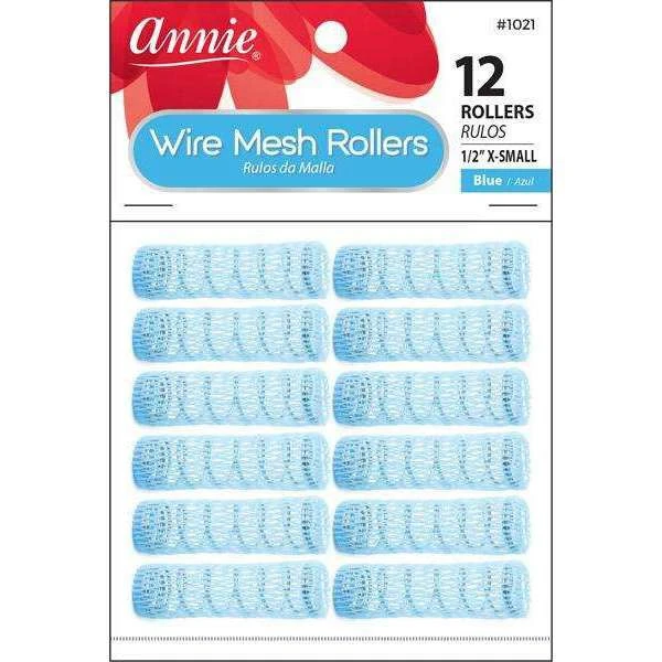 Annie Wire Mesh Rollers - Blue X-Small 1/2" Diameter, 2" Width - 12 Ct 1 Annie Wire Mesh Rollers - Blue X-Small 1/2" Diameter, 2" Width - 12 Ct