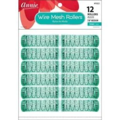 Annie Wire Mesh Rollers - Green Medium 7/8" Diameter, 3" Width - 12 Ct