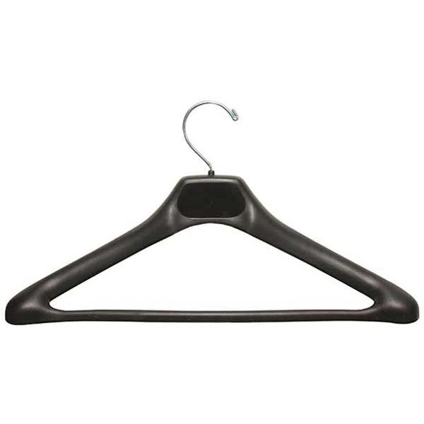 Broad Shoulder Contoured Plastic Suit Hanger - Black - 19" 1 Broad Shoulder Contoured Plastic Suit Hanger - Black - 19"