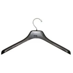 Broad Shoulder Contoured Plastic Suit Hanger Without Bar - Black - 17"