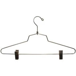Chrome Dress Hanger With Clips 16"