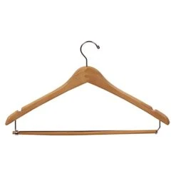 Curved Wooden Suit Hanger With Strut - Natural - 17"