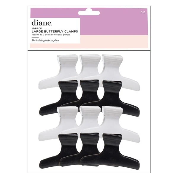Diane Large Butterfly Clips 3.25" Black/White 12 Pack 1 Diane Large Butterfly Clips 3.25" Black/White 12 Pack
