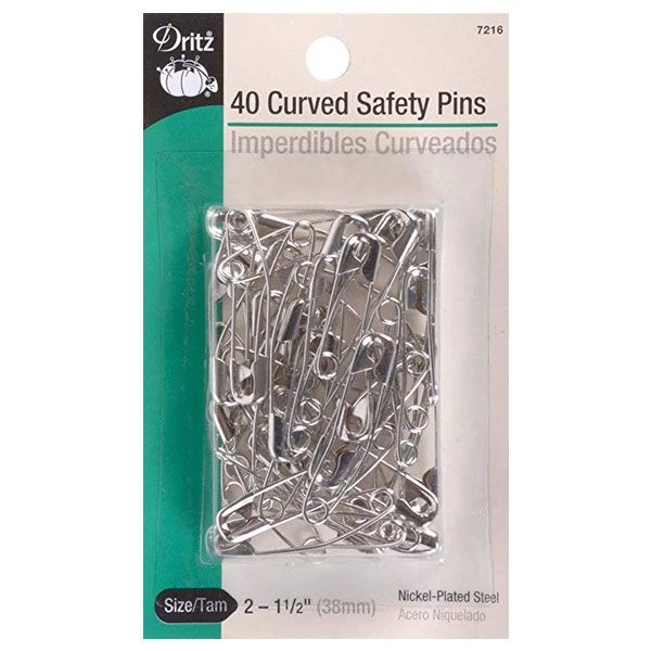 Dritz 1 1/2" Curved Safety Pins - 40/pkg. 1 Dritz 1 1/2" Curved Safety Pins - 40/pkg.
