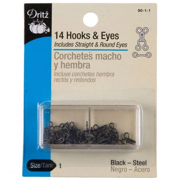 Dritz Hooks & Eyes Size 1 - 14 Sets 1 Dritz Hooks & Eyes Size 1 - 14 Sets