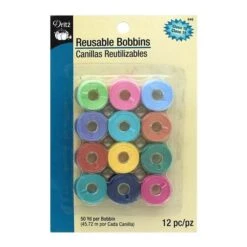 Dritz Reusable Pre-Wound Bobbins Class 15 (12 Assorted Colors)