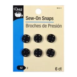 Dritz Sew On Snaps-Size 2 - 6 Ct