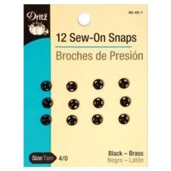 Dritz Sew On Snaps-size 4/0 -12 Ct