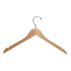 Flat Wooden Shirt And Blouse Hanger With Notches - Natural - 17"
