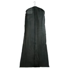 Garment Bag 72" Black 2.5 Gauge Vinyl W/ Taffeta Finish & Hanging Document Pocket - 24"W X 72"L X 36"W At Bottom - No Gusset