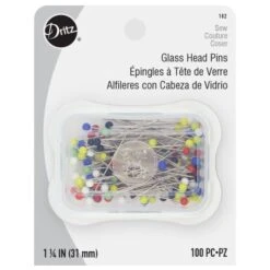 Dritz Size 20 1 1/4" Glasshead Multi Colored Straight Pins - 100 Ct. (Replaces D60)