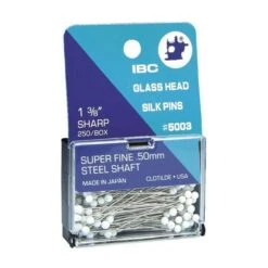 IBC White Glasshead Silk Straight Pins - 1 3/8" Super Fine .50mm - 250 Ct.