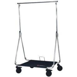 MWS Folding Chrome Rolling Rack W/ Bottom Tray