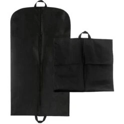 Non-Woven Polypropylene Zippered 55" Garment Bag W/ Handles - With Gusset-Black
