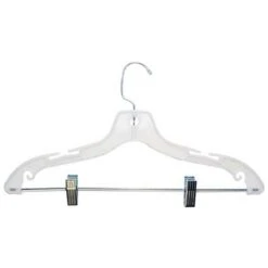 Plastic Dress Hanger With Clip- White - 17"