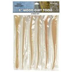 Pro Art 6 Piece Clay Model Wooden Tool Set - 8"