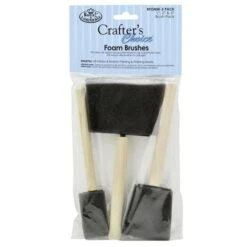 Royal Brush Wooden Handle Foam Brush - Set Of 3 -1", 2", 3"