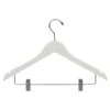 Rubber Coated Flat Notched Wooden Combo Suit Hanger W/ Clips 17" - Matte White