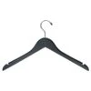 Rubber Coated Flat Notched Wooden Top Hanger 17" - Matte Black