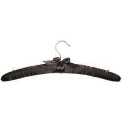 Satin Padded Hanger With Shoulder Studs - Black -16"