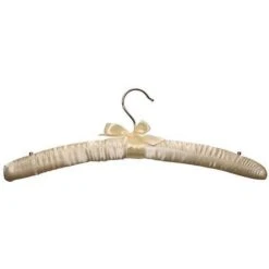 Satin Padded Hanger With Shoulder Studs - Ivory -16"