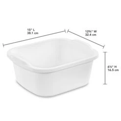 Sterilite 12 Qt. Rectangular Dishpan - 15 X 12 3/4 X 6 1/2