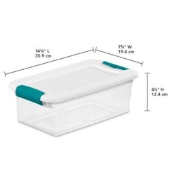 Sterilite Storage Bin W/ Teal Latch - 15 Quart-16.25 X 11.25 X 6.75