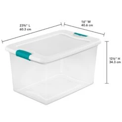 Sterilite Storage Bin W/ Teal Latch - 64 Quart-24 X 16 X 13.5