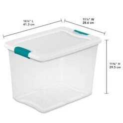 Sterilite Storage Bin W/ Teal Latch - 25 QUART-16 X 11 X 12