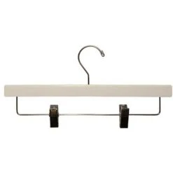 Wooden Skirt And Pant Hanger With Clips - White - 14"